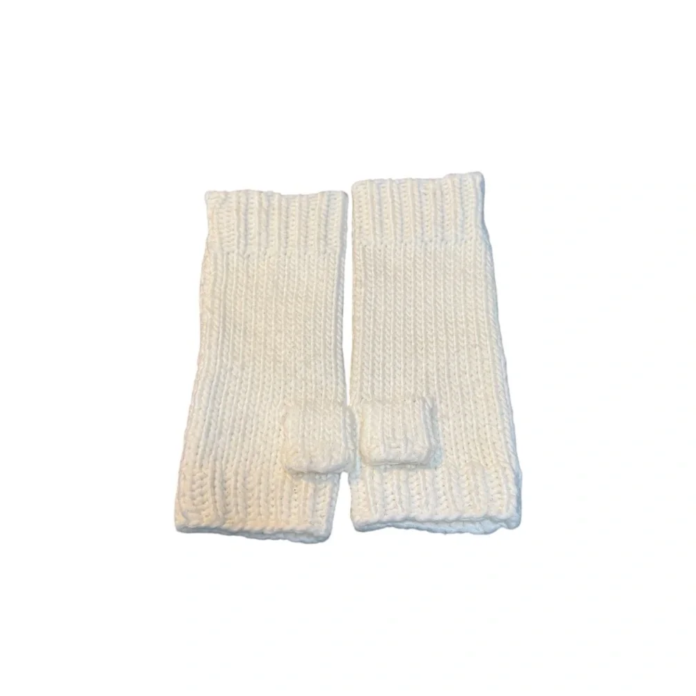 MICHAEL Michael Kors White Fingerless Knit Gloves